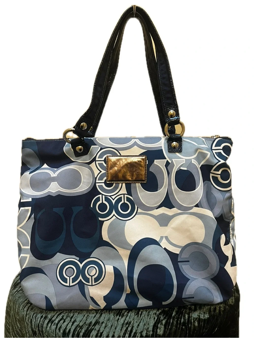 Coach Poppy Glam Pop Denim Appliqué Tote